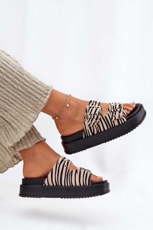 zapatillas de mujer con hebillas con una plataforma Zebra Nilatha zapatillas de mujer con hebillas con una plataforma Zebra Nilatha