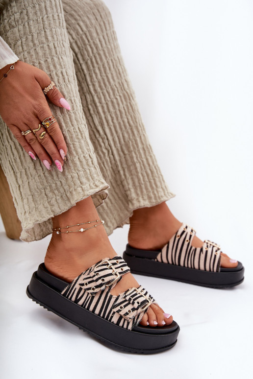 zapatillas de mujer con hebillas con una plataforma Zebra Nilatha zapatillas de mujer con hebillas con una plataforma Zebra Nilatha