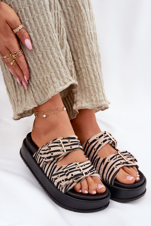 zapatillas de mujer con hebillas con una plataforma Zebra Nilatha zapatillas de mujer con hebillas con una plataforma Zebra Nilatha