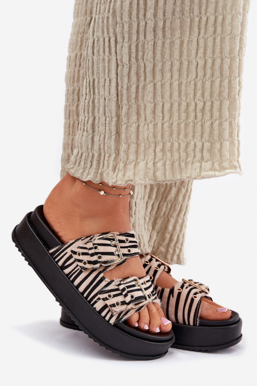 zapatillas de mujer con hebillas con una plataforma Zebra Nilatha zapatillas de mujer con hebillas con una plataforma Zebra Nilatha