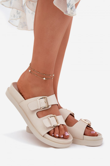 zapatillas de mujer Ze color doradomi con hebillasmi beige Sonarea 2