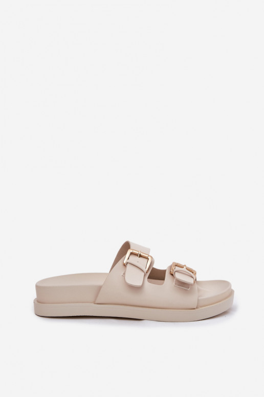 zapatillas de mujer Ze color doradomi con hebillasmi beige Sonarea