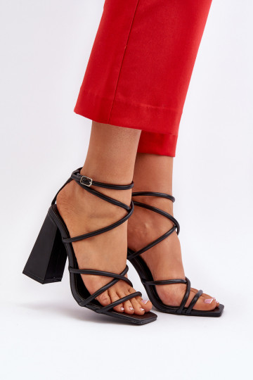 Sandalias elegantes de tacón alto negras, "Josette" 2