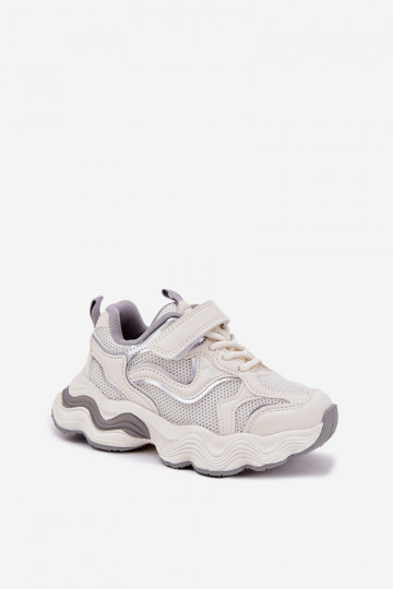 Zapatos infantiles blancos de estilo deportivo con suela gruesa, "Lianees"