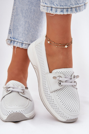 Piel zapatos Hecho de cuero natural con una plataforma Artiker 56C2101 el color blanco 2