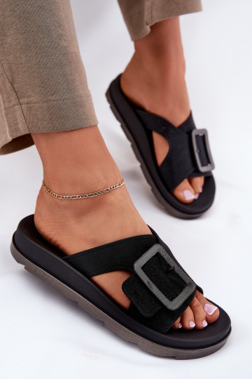 Fragante zapatillas de mujer para decorar con hebillas ZAXY RR285078 de color negro