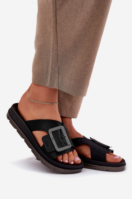 Fragante zapatillas de mujer para decorar con hebillas ZAXY RR285078 de color negro