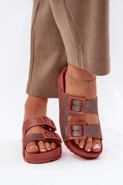 Fragante zapatillas de mujer con brillo I con hebillasmi ZAXY RR285025 color rosa