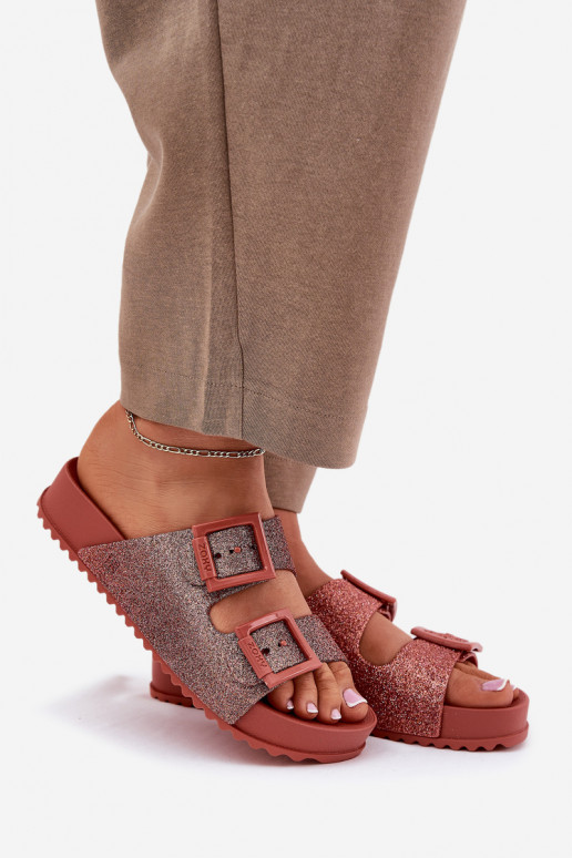 Fragante zapatillas de mujer con brillo I con hebillasmi ZAXY RR285025 color rosa