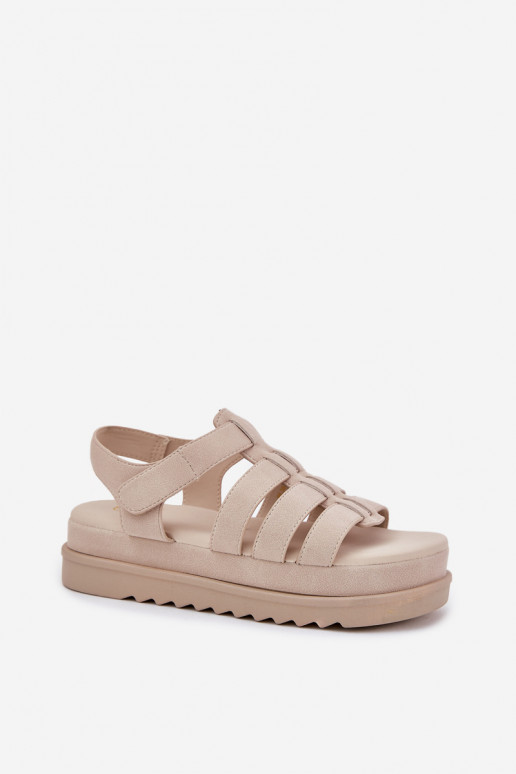 Sandalias de mujer con una plataforma de gamuza ecológicaoAe beige Filisenia Sandalias de mujer con una plataforma de gamuza ecológicaoAe beige Filisenia