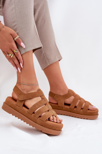 Zapatos de mujer color marrón con plataforma de ante sintético, "Filisenia"