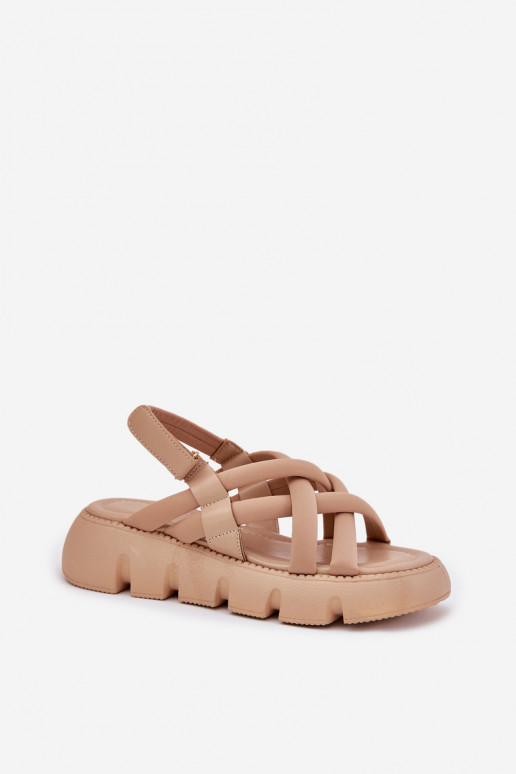 Sandalias de mujer con una plataforma con rayas beige Filamira Sandalias de mujer con una plataforma con rayas beige Filamira