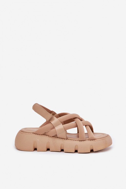 Sandalias de mujer con una plataforma con rayas beige Filamira Sandalias de mujer con una plataforma con rayas beige Filamira