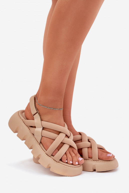 Sandalias de mujer con una plataforma con rayas beige Filamira Sandalias de mujer con una plataforma con rayas beige Filamira