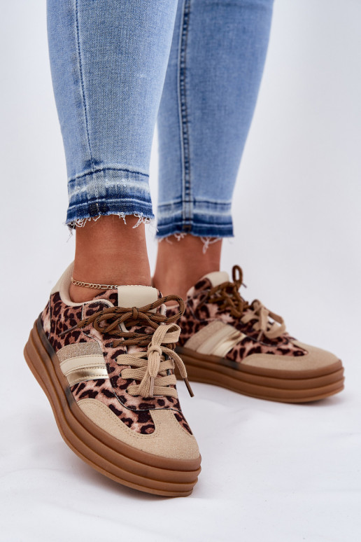 Zapatillas modelo zapatos. Femenino con una plataforma Z PodAójnym atándosem con estampados de piel de leopardo beige Niteria Zapatillas modelo zapatos. Femenino con una plataforma Z PodAójnym atándosem con estampados de piel de leopardo beige Niteria