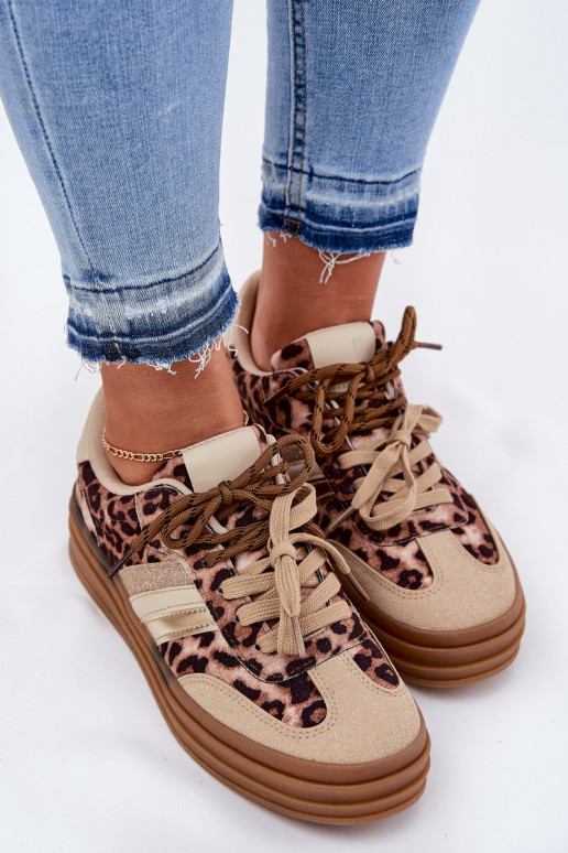 Zapatillas modelo zapatos. Femenino con una plataforma Z PodAójnym atándosem con estampados de piel de leopardo beige Niteria Zapatillas modelo zapatos. Femenino con una plataforma Z PodAójnym atándosem con estampados de piel de leopardo beige Niteria