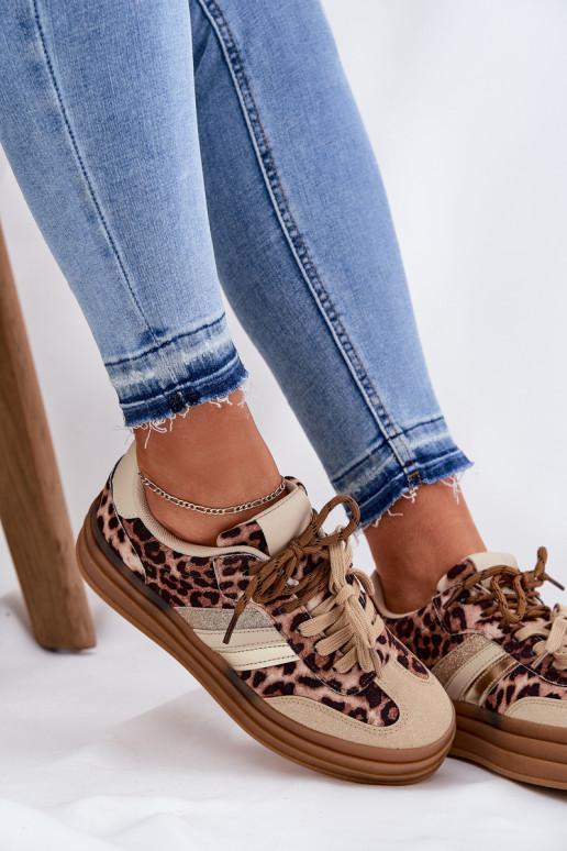 Zapatillas modelo zapatos. Femenino con una plataforma Z PodAójnym atándosem con estampados de piel de leopardo beige Niteria Zapatillas modelo zapatos. Femenino con una plataforma Z PodAójnym atándosem con estampados de piel de leopardo beige Niteria