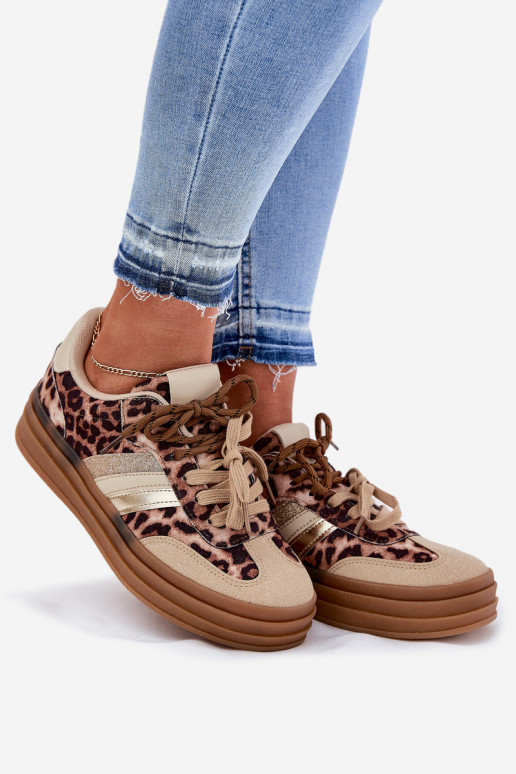 Zapatillas modelo zapatos. Femenino con una plataforma Z PodAójnym atándosem con estampados de piel de leopardo beige Niteria Zapatillas modelo zapatos. Femenino con una plataforma Z PodAójnym atándosem con estampados de piel de leopardo beige Niteria