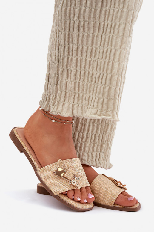 zapatillas de mujer con tacones anchos con cintas beige Sallariela