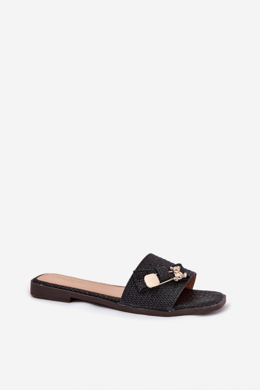 zapatillas de mujer con tacones anchos con cintas de color negro Sallariela