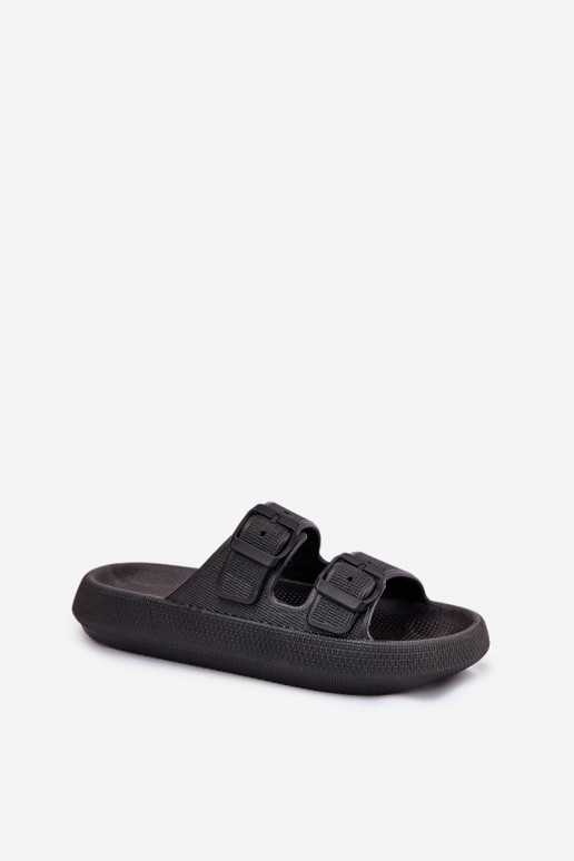 zapatillas de mujer con una plataforma con hebillas de color negro Nitiana