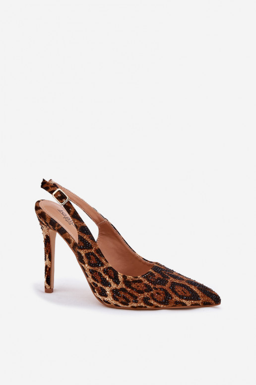 Decorado sandalias con tacones finos con estampados de piel de leopardo color marrón Kemonia Decorado sandalias con tacones finos con estampados de piel de leopardo color marrón Kemonia