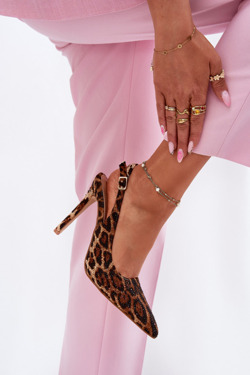 Decorado sandalias con tacones finos con estampados de piel de leopardo color marrón Kemonia Decorado sandalias con tacones finos con estampados de piel de leopardo color marrón Kemonia