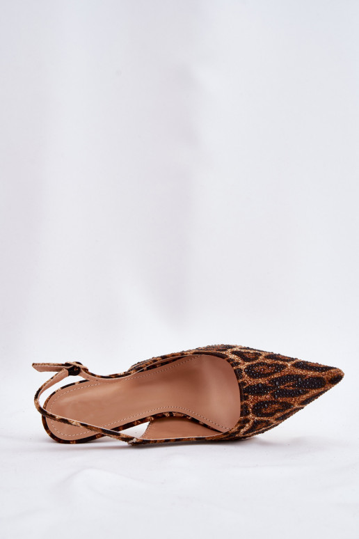 Decorado sandalias con tacones finos con estampados de piel de leopardo color marrón Kemonia Decorado sandalias con tacones finos con estampados de piel de leopardo color marrón Kemonia