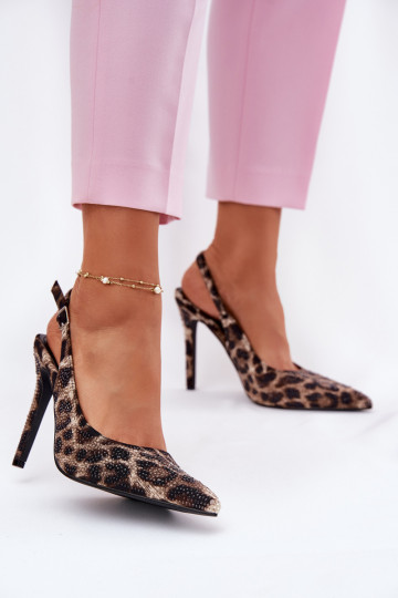 Decorado sandalias con tacones finos con estampados de piel de leopardo beige-de color negro Kemonia 2