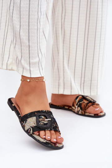 isósceles zapatillas de mujer para decorar con hebillas de color negro Clariola 2