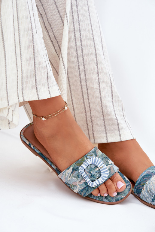 isósceles zapatillas de mujer para decorar con hebillas color azul Clariola