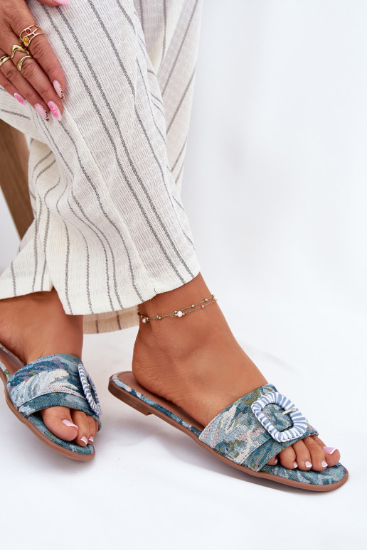 isósceles zapatillas de mujer para decorar con hebillas color azul Clariola