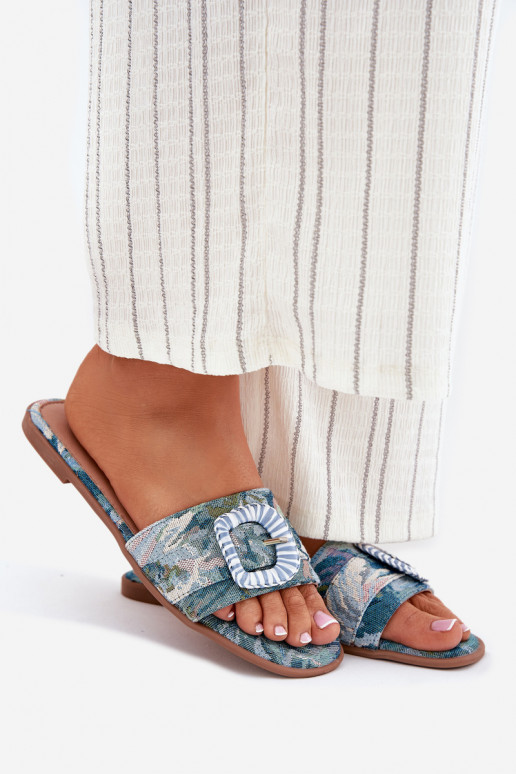 isósceles zapatillas de mujer para decorar con hebillas color azul Clariola