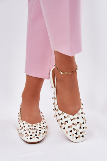 Decorado bailarinas con tacones anchos el color blanco Nilarisela 2