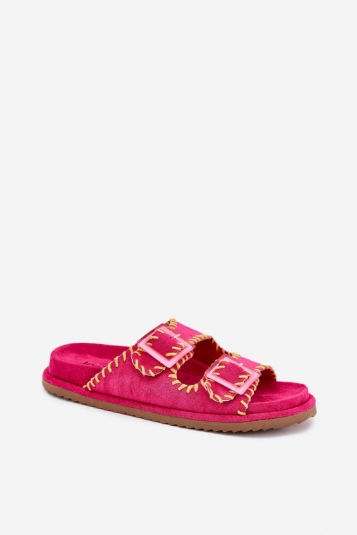 zapatillas de mujer con hebillas I Ozdobnym Obszyciem color rosa Visley