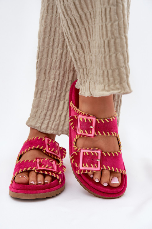 zapatillas de mujer con hebillas I Ozdobnym Obszyciem color rosa Visley