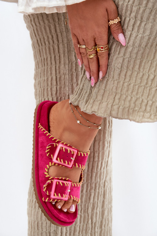 zapatillas de mujer con hebillas I Ozdobnym Obszyciem color rosa Visley