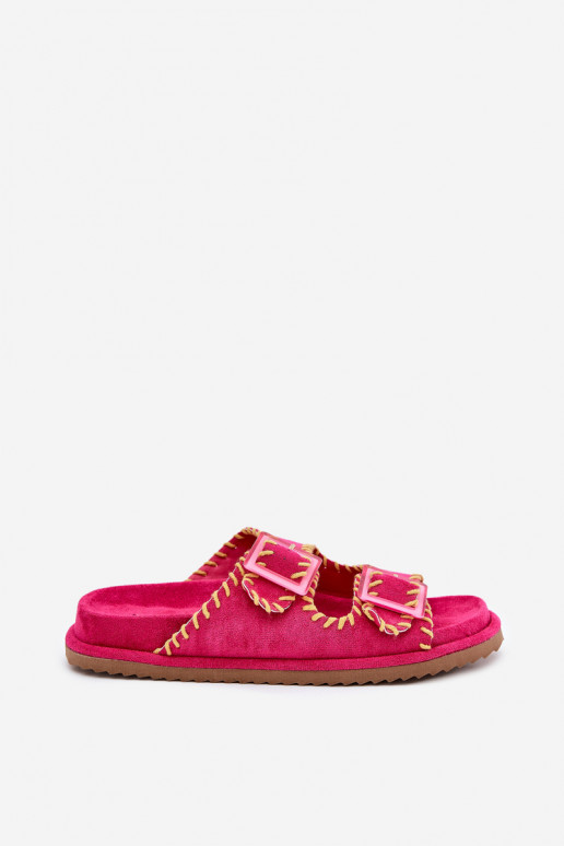 zapatillas de mujer con hebillas I Ozdobnym Obszyciem color rosa Visley