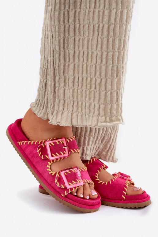 zapatillas de mujer con hebillas I Ozdobnym Obszyciem color rosa Visley