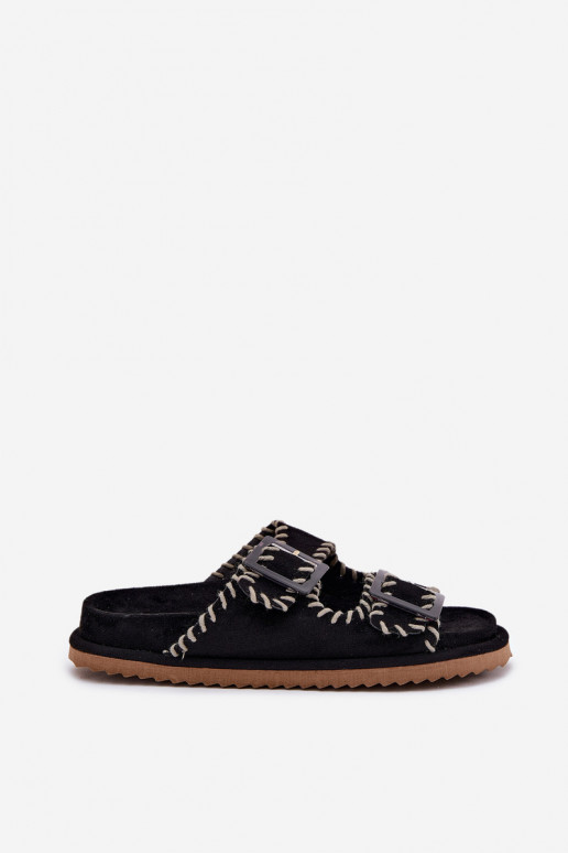 zapatillas de mujer con hebillas I Ozdobnym Obszyciem de color negro Visley