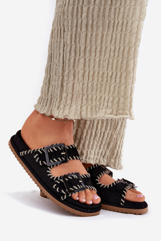 zapatillas de mujer con hebillas I Ozdobnym Obszyciem de color negro Visley