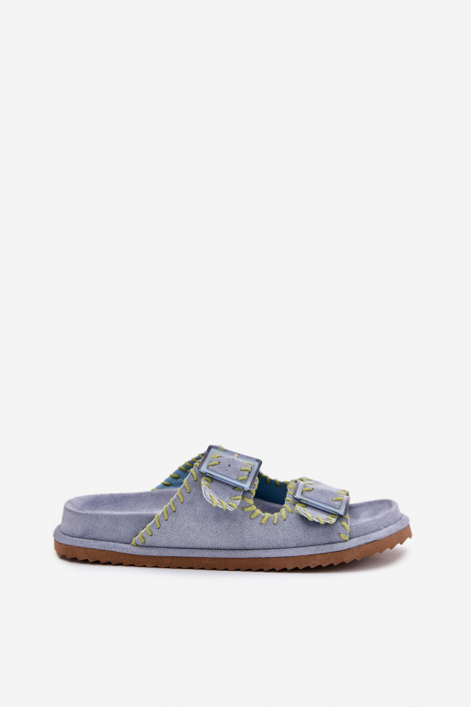 zapatillas de mujer con hebillas I Ozdobnym Obszyciem color azul Visley