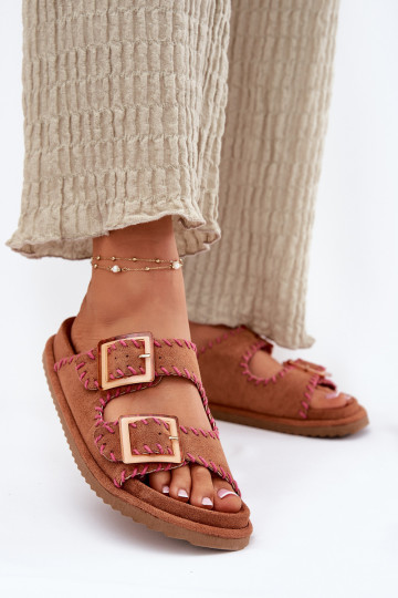 zapatillas de mujer con hebillas I Ozdobnym Obszyciem color marrón Visley 2