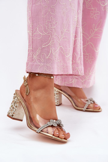 Ver a través de sandalias con tacones D&A MR51-705 color dorado