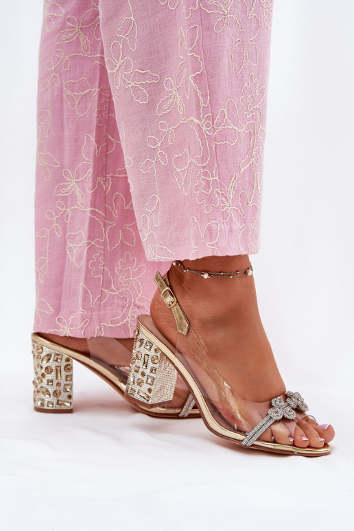 Ver a través de sandalias con tacones D&A MR51-705 color dorado