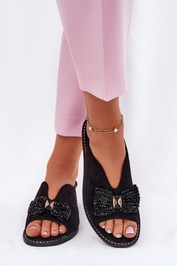 Sandalias de mujer con cintas con tacones anchos S.Barski KV51-014 de color negro 2