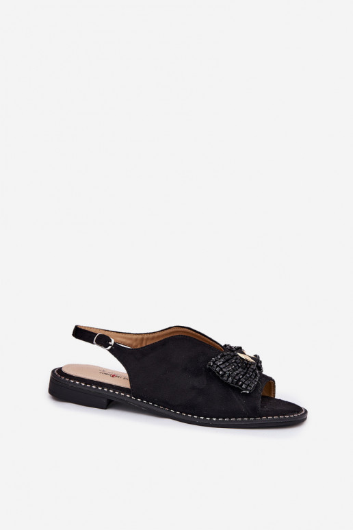 Sandalias de mujer con cintas con tacones anchos S.Barski KV51-014 de color negro Sandalias de mujer con cintas con tacones anchos S.Barski KV51-014 de color negro