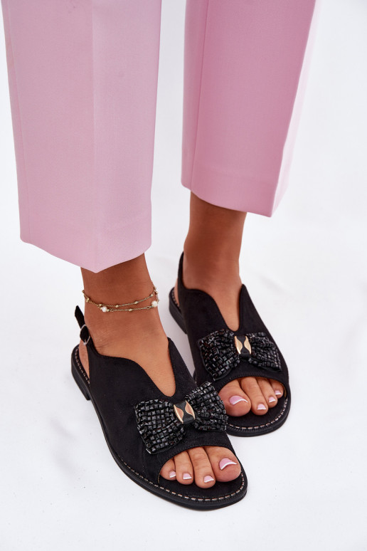 Sandalias de mujer con cintas con tacones anchos S.Barski KV51-014 de color negro Sandalias de mujer con cintas con tacones anchos S.Barski KV51-014 de color negro