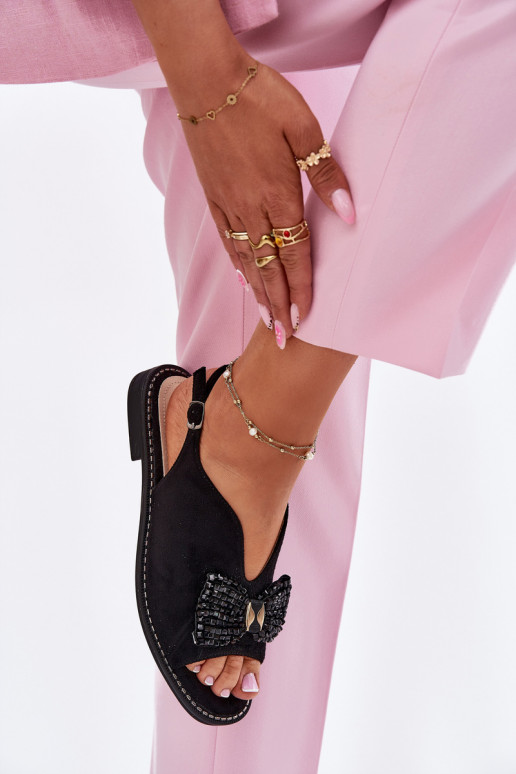 Sandalias de mujer con cintas con tacones anchos S.Barski KV51-014 de color negro Sandalias de mujer con cintas con tacones anchos S.Barski KV51-014 de color negro