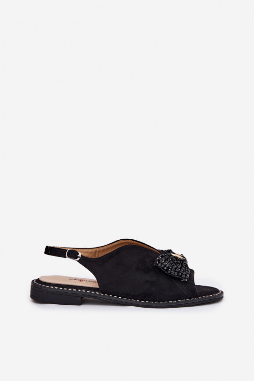 Sandalias de mujer con cintas con tacones anchos S.Barski KV51-014 de color negro Sandalias de mujer con cintas con tacones anchos S.Barski KV51-014 de color negro